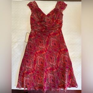 Ann Taylor Red Paisley Midi Dress